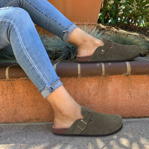 Mules Suédées Zahra Chic — Semelle Liège & Support Voûte Plantaire
